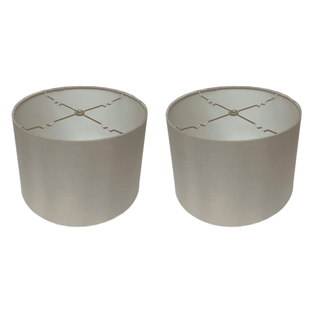 Royal Designs, Inc. Shallow Drum Lamp Shade, HB-610-12GR-2, 11x12x8.5 inches, Gray, 2 Pack