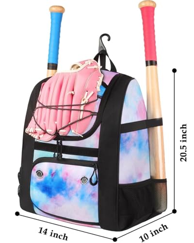 MATEIN Softball Bag, Lightweight Baseball Backpack with Shoe Compartment, Baseball Bag with Fence Hook for TBall Bat & Equ...