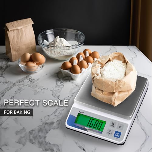 Polit Digital Kitchen Scale KT-66 30lb/13kg｜0.05oz/1g Precision Food Scale with LCD Display｜Battery or Plug-in｜Stainless S...