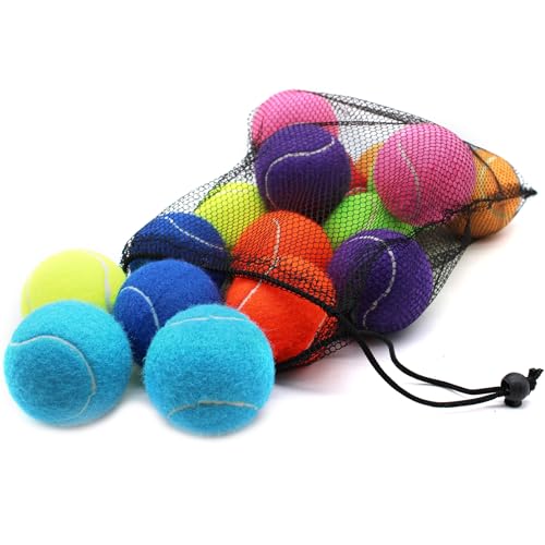 ZHUOKECE Tennis Balls, 18 Pack Training Tennis Balls Practice Balls with Mesh Bag for Easy Transport, Pet Dog Playing Ball...