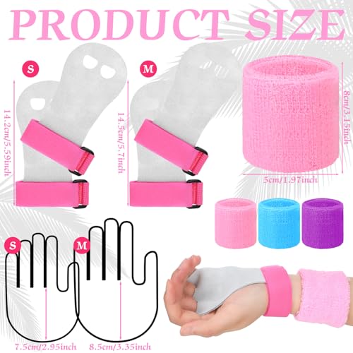 Jenaai 9 Pcs Gymnastics Hand Grips Gloves Wristbands with Drawstring Backpack for Girls Youth Kids Gymnastics Bar Palm Pro...