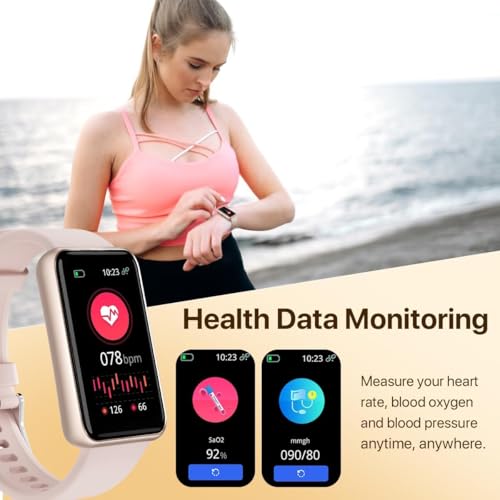 Smart Watch for Women, Slim Fitness Tracker with Heart Rate, Blood Oxygen, Sleep & Step Monitor, IP68 Waterproof Smartwatc...