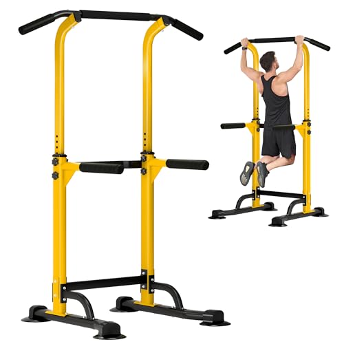 DlandHome Power Tower Pull Up Dip Station Multi-Function Fitness Equipment for Strength Training Adjustable Height Dip Sta...