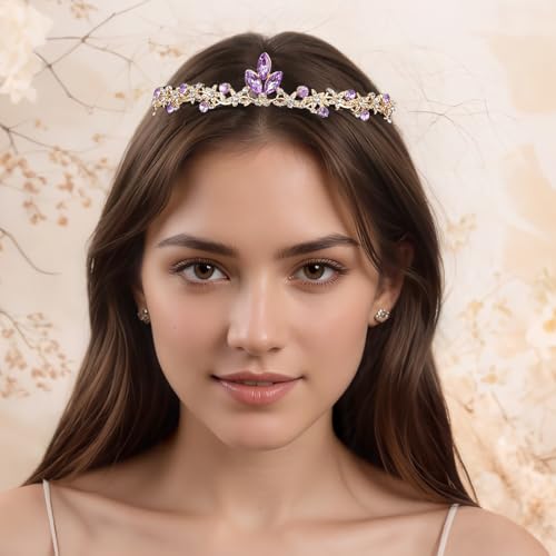 Rannyrena Gold Wedding Crystal Tiaras and Crowns for Women Rhinestone Bridal Queen Crown Princess Headpiece Hair Accessori...