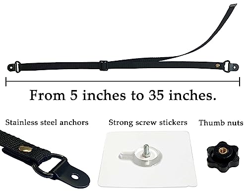 OeckuXIY 2 Pack Adjustable TV Safety Straps, No-Drill Adhesive Anti-Tip Furniture Anchors for Baby Proofing, Flat Screens ...