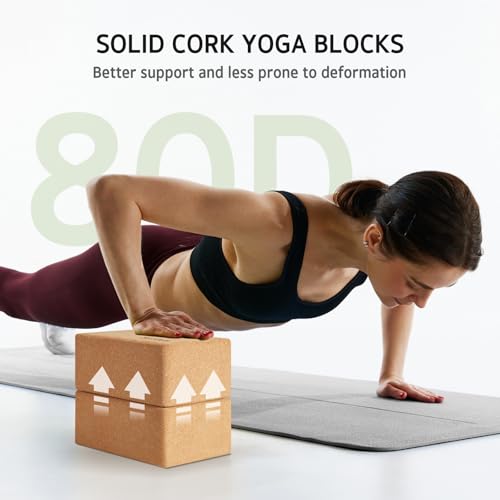 Syntus Yoga Block and Yoga Strap Set, 2 Soft Non-Slip Yoga Blocks 9×6×4 inches, 8FT Metal D-Ring Strap for Yoga, General F...