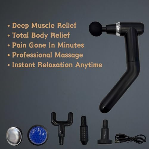 Adjustable Arm Massage Gun with six Interchangeable Heads, Relieves Muscle Soreness,Stiffness and Pain Relief, Black