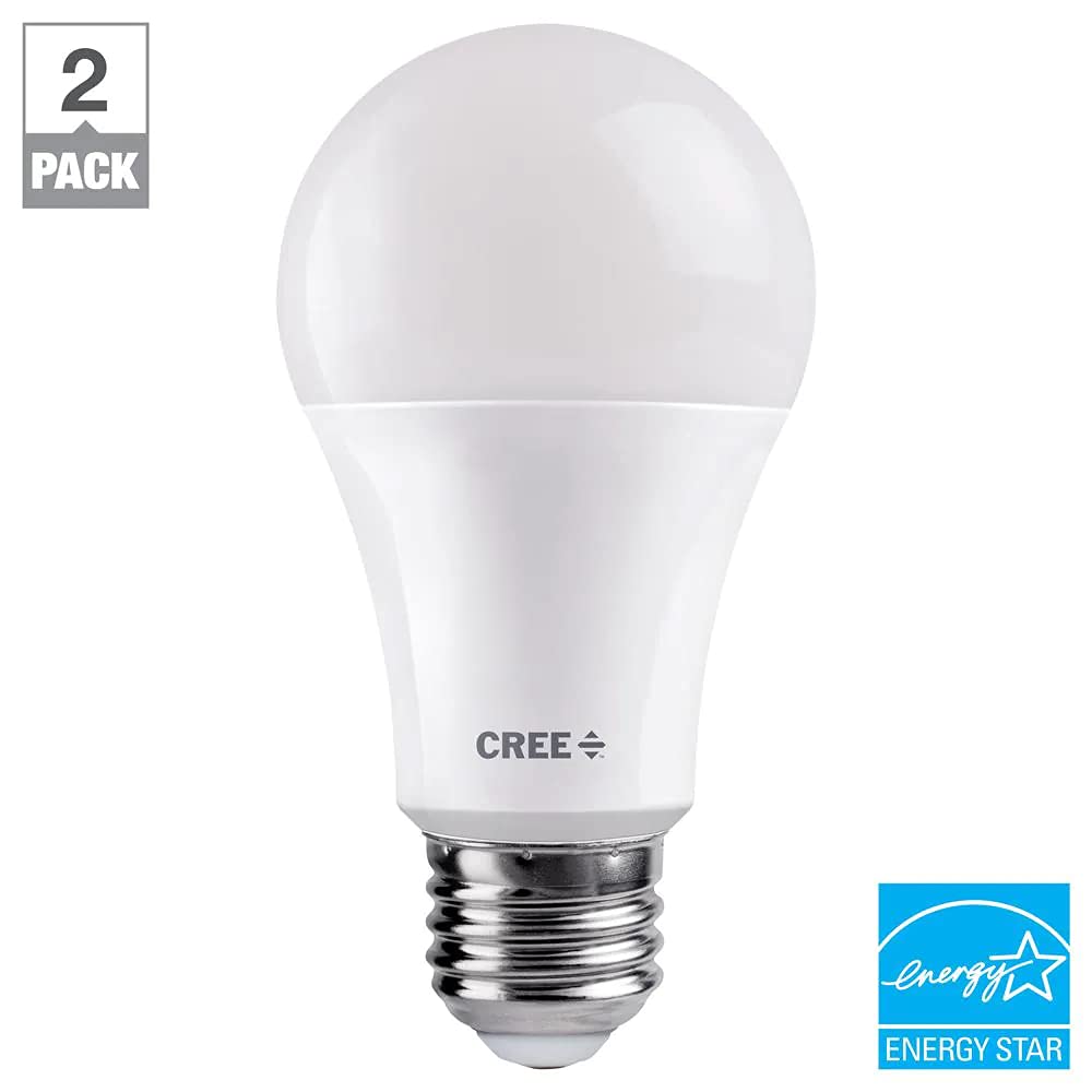 Cree Lighting A19 Led Bulb, 60W, 815 Lumens, 5000K Dimmable, Daylight, 2 Pack, Plastic