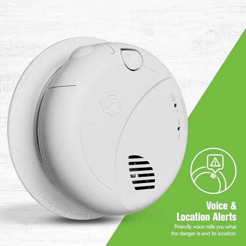 First Alert Combination Smoke & Carbon Monoxide Alarm, Interconnect Hardwire Detector with Battery Backup and Voice & Location Alerts, SMCO100V-AC, 3-Pack