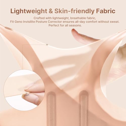 Fit Geno Posture Corrector for Women Invisilite: Invisible Lightweight Back Brace for Neck Shoulder & Upper Back Pain Reli...
