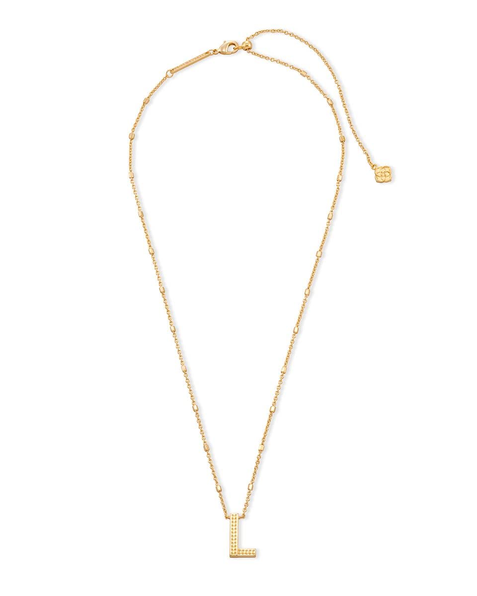 Kendra Scott Letter L Pendant Necklace for Women, Fashion Jewelry, 14k Gold-Plated Brass, Gold Metal, Letter L