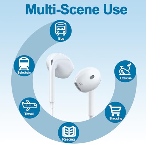 USB C Headphones for iPhone 17/16/15 Earbuds, Type C Earphones with Mic & Remote Control Noise Cancelling for iPhone 17 16...