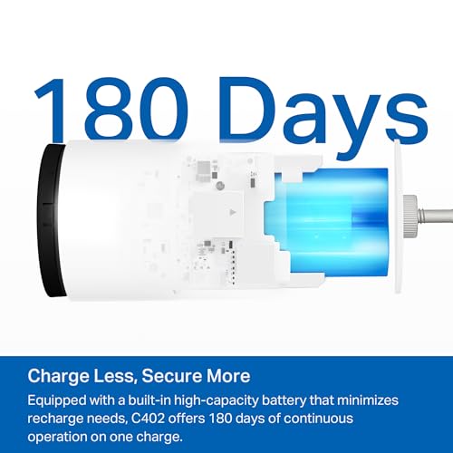 TP-Link 𝗧𝗮𝗽𝗼 Wireless Outdoor Security Camera, 1080P, Up to 180 Days of Battery Life, Free Person Detection, SD/Cloud ...