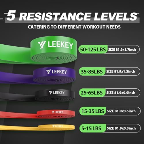 LEEKEY Resistance Bands, Exercise Bands with Bag,Rubber Pull Up Assist Bands - Bands for Working Out,Band for Men and Wome...