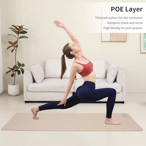 HAHE Yoga Mat Thick (8MM,1/3"), Eco-Friendly POE Non Slip Yoga Mat, High Rebound & Shock Absorption, Anti-Tear & Sweat-Res...