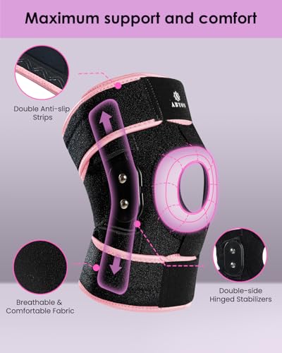ABYON Hinged Knee Brace for Men & Women Meniscus Tear, ACL/MCL Pain, Arthritis - Maximum Knee Support with Metal Side Stab...