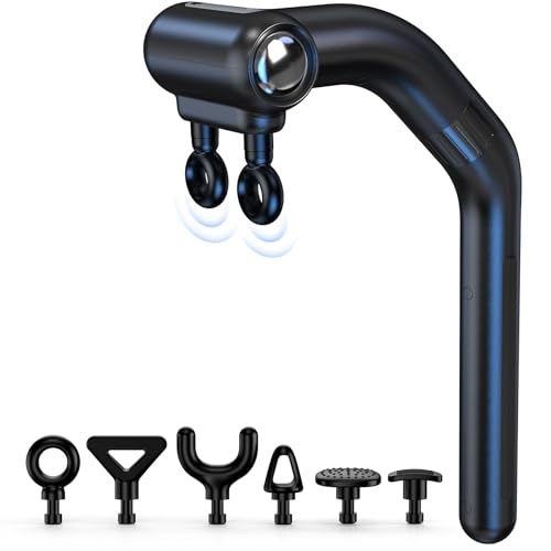 LC-HZLJ Dual-Head Massage Gun with Extension Handle, 3-in-1 Detachable Handheld Percussion Muscle Massager for Back Neck S...