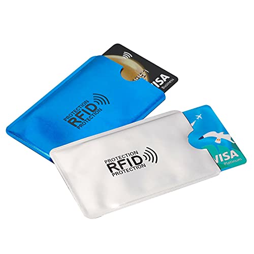 Luumxai 16 RFID Blocking Sleeves Set (10 Credit Card Holders & 4 Passport Protectors) Identity Theft Protection Secure Sle...