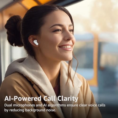 TOZO Crystal Pods Hybrid Active Noise Cancelling Wireless Earbuds, 10mm Drivers Deep Bass, 4 Mics Smart ENC AI Calls, Rea...