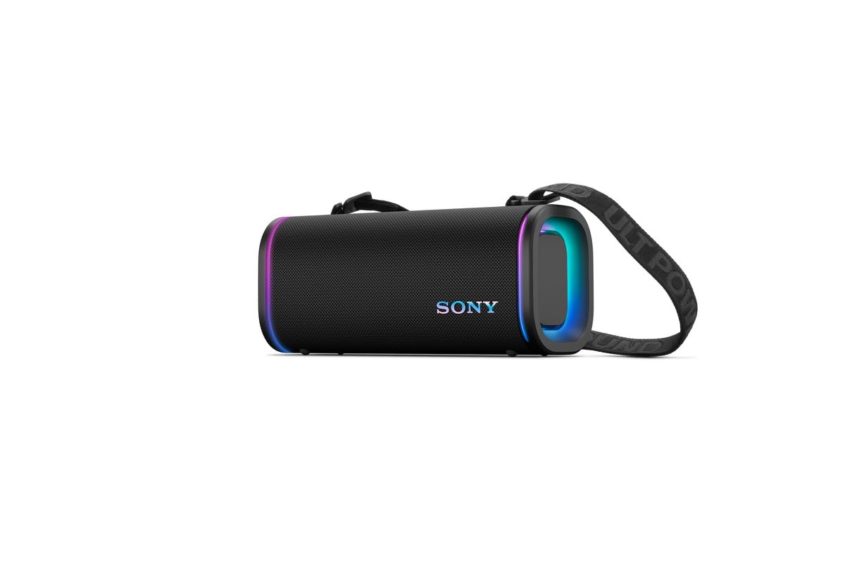 Sony ULT Field 5 Wireless Portable Bluetooth Speaker, IP67 Waterproof, Dustproof, and Rustproof with Enhanced Bass, 25 Hour Battery, 360° Party Light, and Shoulder Strap (SRSULT50B), Black
