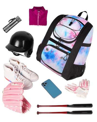 MATEIN Softball Bag, Lightweight Baseball Backpack with Shoe Compartment, Baseball Bag with Fence Hook for TBall Bat & Equ...