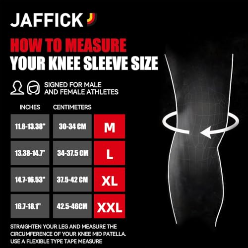 Jaffick Knee Sleeves (1 Pair),Double Layer Compression Knee Braces for Suitable for Squats, Weightlifting, Powerlifting, G...