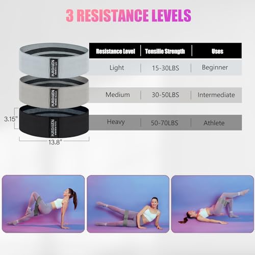 Resistance Bands for Working Out, Exercise Workout Bands for Women & Men, 3 Levels Elastic Stretch Bands for Exercise with...