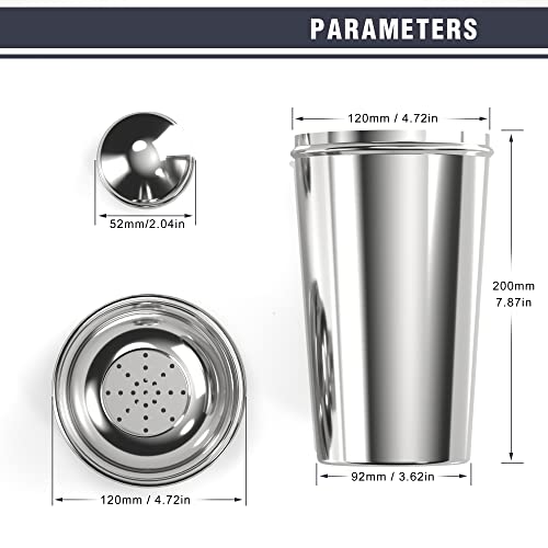Stainless Steel Professional Cocktail Shaker - 60 oz Large Drink Shaker with Strainer for Bartending - Margarita Mixer
