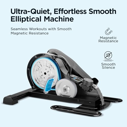 JLL Smart Mini Elliptical – Low-Impact Cardio, Quiet Magnetic Resistance (8 Levels), Compact for Home or Office, LCD Displ...
