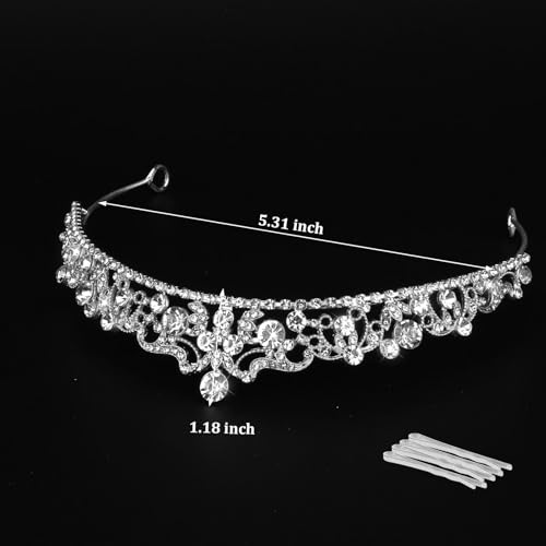 CIEHER Wedding Tiara Crowns for Women Rhinestone Princess Crown Bridal Headpiece for Flower Girl, Bride Hair Accessories f...