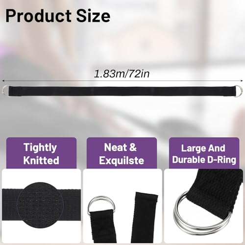 10 Pcs Yoga Strap for Stretching Bulk 6ft Exercise Stretch Band with Metal D Ring Adjustable Pilates Non Elastic Yoga Stre...