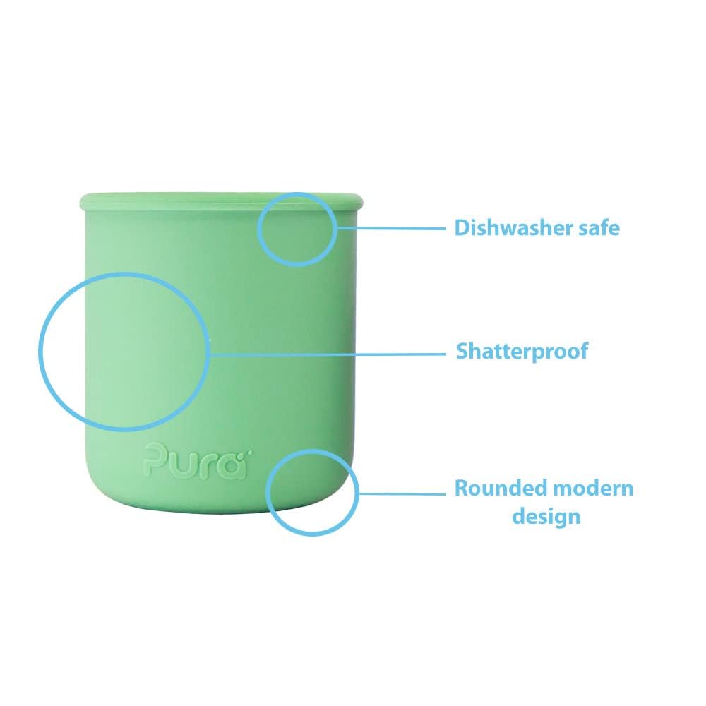 Pura my-my Silicone Straw Cup | Spill Proof, Reusable, Food Grade Silicone, Plastic-Free | For Kids, Toddlers, Babies & Infants - (Mint)