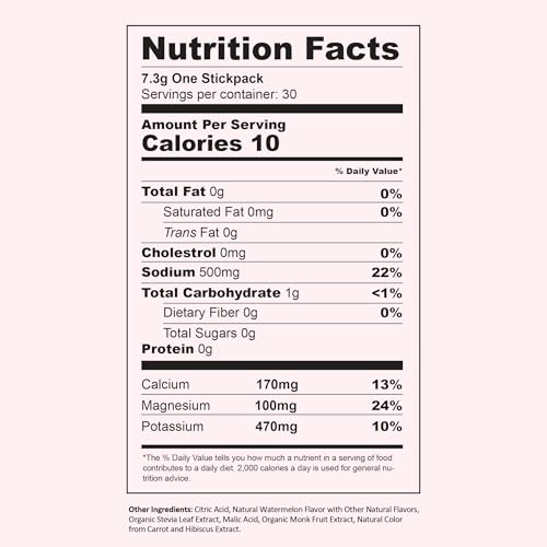 Instant Hydration Electrolytes Powder Packets - Watermelon Electrolyte Drink Mix - Zero Sugar - Keto, Vegan, Gluten-Free, ...