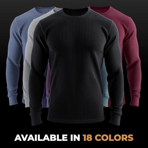 JMR Men’s Thermal Shirt Long Sleeve - Heavyweight 100% Cotton Waffle Weave Top