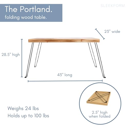Sleekform Wood Folding Table - Portable Folding Desk - No Assembly Easy Fold Desks for Small Spaces - Space Saving Collaps...