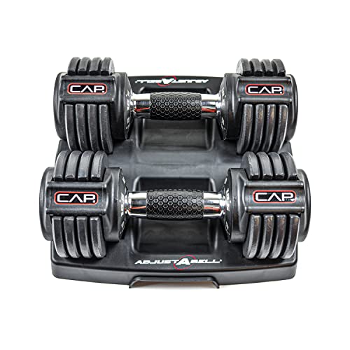 CAP Barbell 12.5 lb Pair ADJUSTABELL Adjustable Dumbbell with Contoured Full Rotation Handle, Honeycomb Design, Chrome
