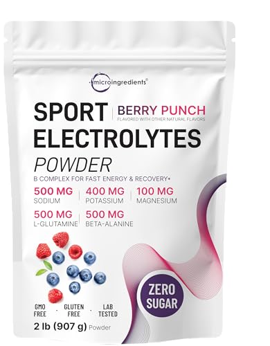 Micro Ingredients Electrolytes Powder, 2 lbs | 90 Servings | Sugar Free Workout Hydration | Potassium, Sodium, L-Glutamin...