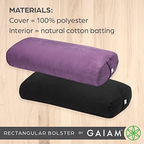 Gaiam Round Yoga Bolster Pillow, Soft Meditation Cushion for Yoga, Massage and Back Support, Breathable Cotton Fill, Zippe...