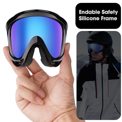 Braylin 2-Pack Snow Ski Goggles, Snowboard Goggles for Men, Women, Youth, Kids, Boys or Girls, Snowmobile Goggles