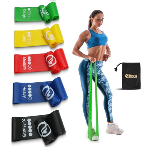BOOSTFIT Resistance Bands for Working Out, Exercice Bands Set with 5 Different Levels for Physical Therapy, Elastic Bands ...