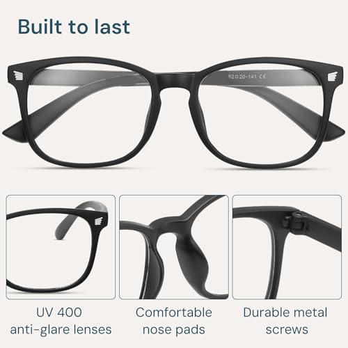 Gaoye Black Blue Light Glasses for Computer & Gaming - Anti UV Ray Lenses, Scratch-Resistant & Comfort Fit