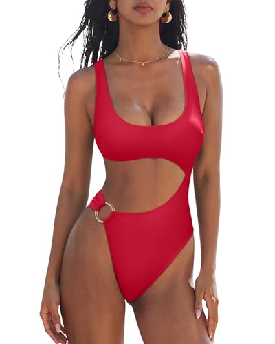 SUUKSESS Women Sexy One Piece Tummy Control Swimsuit Cutout Backless Bathing Suit