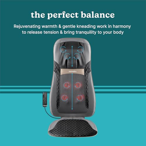 HoMedics Back Massager with Heat, Shiatsu Elite II Heated Neck and Back Massage Cushion. 3 Different Massage Styles and 3 ...