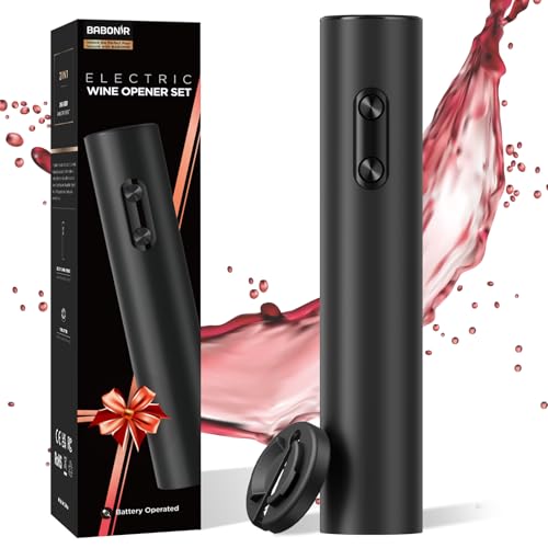 BABONIR Electric Wine Opener, Automatic Corkscrew with Foil Cutter, One-Button Operation for Effortless Cork Removal, Perf...