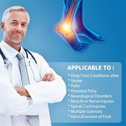 Tenbon Ankle Support Drop Foot Brace Orthosis - Comfort Cushioned Adjustable Wrap Compression For Improved Walking Gait, P...