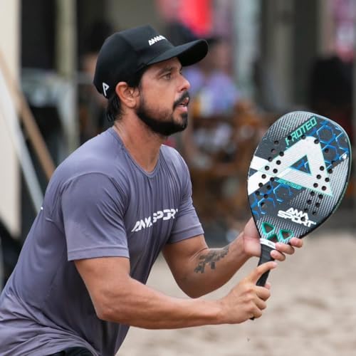 AMA SPORT Beach Tennis Racket Carbon Fiber with EVA Foam Core Professional Carbon Beach Tennis Paddles for Advanced Players