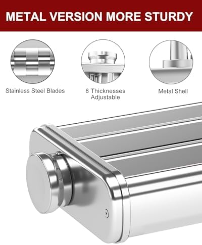 3IN1 Pasta Maker Attachment for All KitchenAid Mixers, Pasta Attachment Includes Pasta Sheet Roller, Spaghetti Cutter & Fettuccine Cutter, with Cleaning Brush