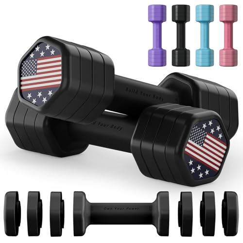 Zempox Adjustable Dumbbell Set of 2, 4 in 1 Hand Weights for Women at Home, 5 lb Weights Dumbbells set of 2, Each 2lb 3lb ...