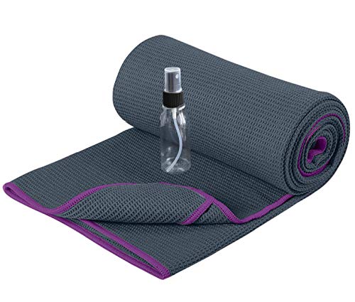 Heathyoga Hot Yoga Towel Non Slip, Microfiber Non Slip Yoga Mat Towel, Exclusive Corner Pockets Design, Dual-Grip, Sweat A...