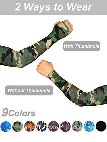 Bememo 10 Pairs Unisex Arm Sleeves for Men Women Elastic UV Protection Arm Cover Ice Silk Cooling Sleeves for Outdoor Driving